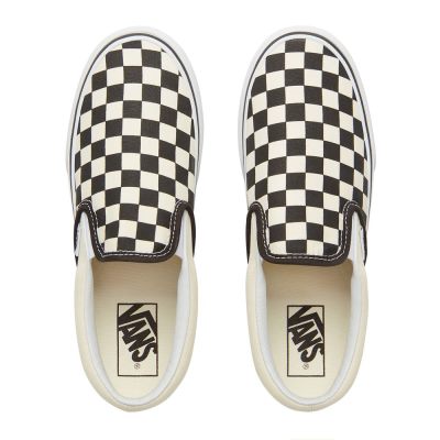 Vans Checkerboard Classic Slip-On Platform - Kadın Platform Ayakkabı (Siyah Beyaz)